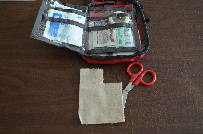 Cut what you need from the sheet of moleskin. Photo: Patricia Vollmer.