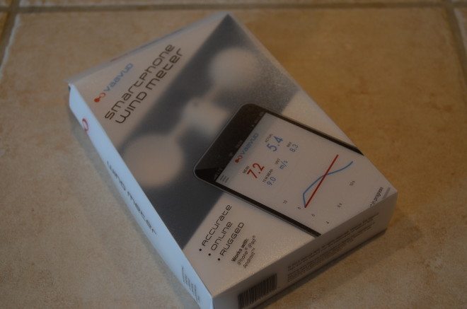 The Vavuud includes the anemometer, a neoprene carrying bag, a Samsung adapter, and an instruction sheet. Photo: Patricia Vollmer.