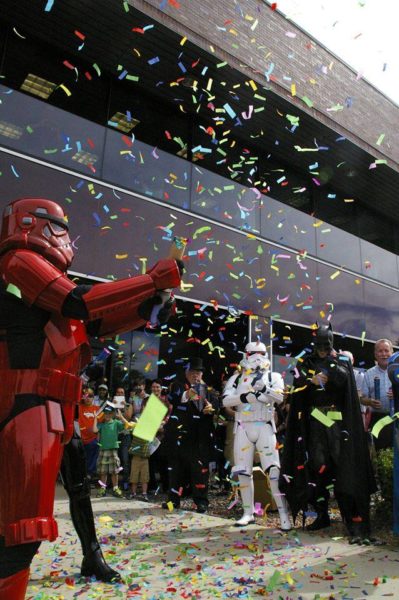 Members of the 501st Legion helped with the grand opening of the Pikes Peak Library District Branch 21C in summer 2014. Image credit: Pikes Peak Library District. Facebook.com/Library21C.