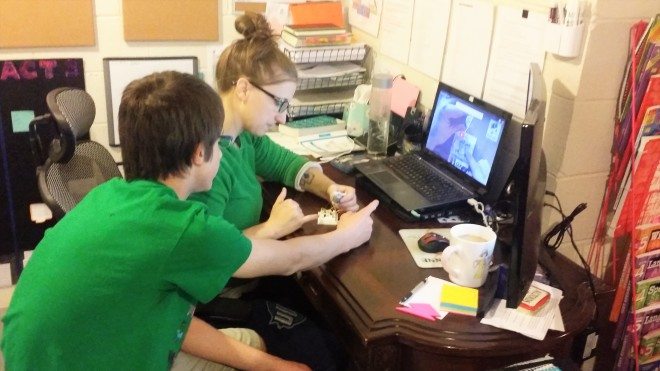 My son teaching me about Project Spin. Image: M. Rininger