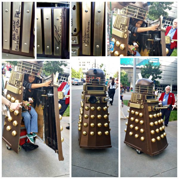 Dalek Cosplay made by Martin Gomez for his daughter Josephine. It took Martin three months to make this electric motored Dalek.