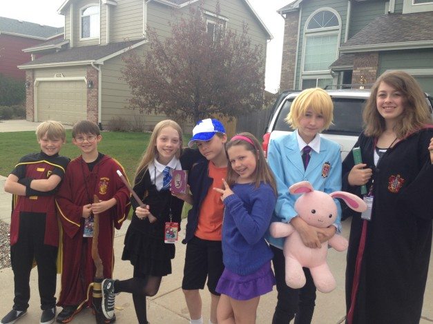 Several of our neighborhood families were part of the Denver Comic Con fun and dressed together. Can you guess who these kids are? Hint: the two in the middle are twins. Photo: Janet Baratti, used with permission.