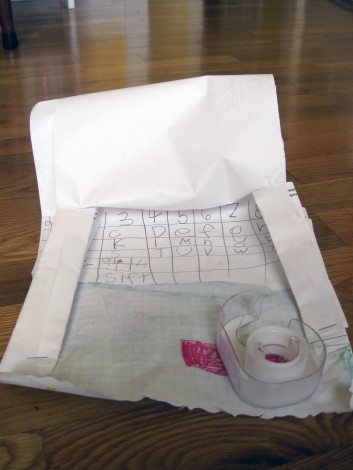 When my daughter started coming home from kindergarten with projects like this (a computer with an empty tape dispenser mouse) that she'd built during free time to do calculations, I took it as a sign to up my math game.