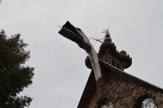 Bishops Castle is a good place for a conversation about repurposing. The dragon's head is made from repurposed stainless steel warming plates that was discarded from a Pueblo, Colorado hospital. The top of the head sits 80' above the ground! Photo: Patricia Vollmer.