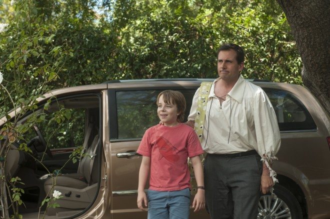 Alexander Cooper (Ed Oxenbould) and his dad, Ben, (Steve Carell), come to the end of a very bad day. &copy;2014 Disney Enterprises, Inc. All Rights Reserved.