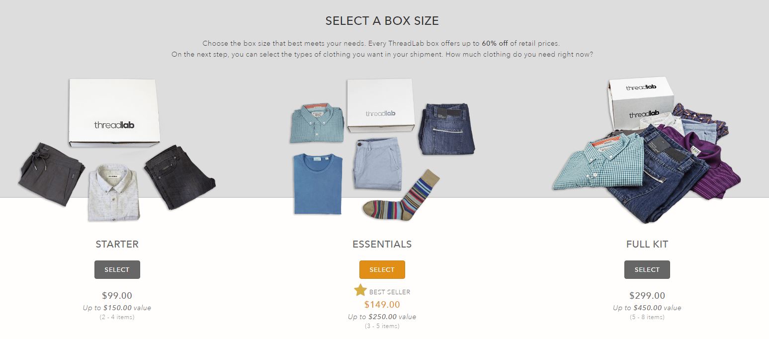 There are three price points with ThreadLab. Choose the one that best fits your budget and clothing needs.