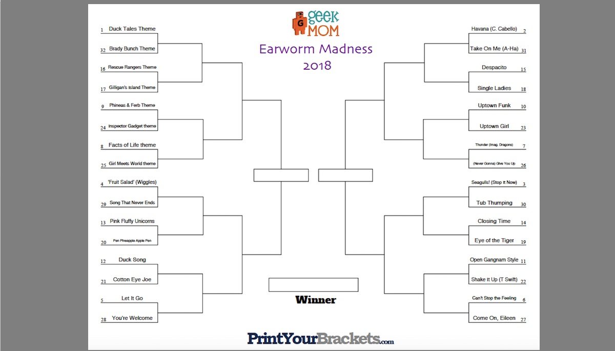 Bracket of Earworm songs
