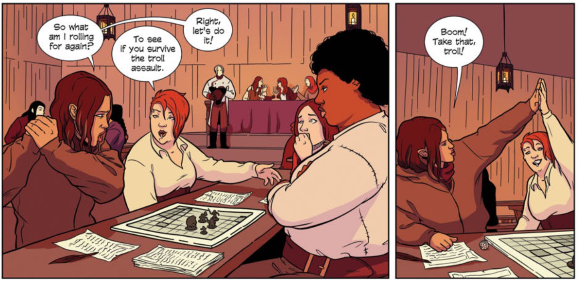 Sunshine plays a fantasy RPG with Katie's guild