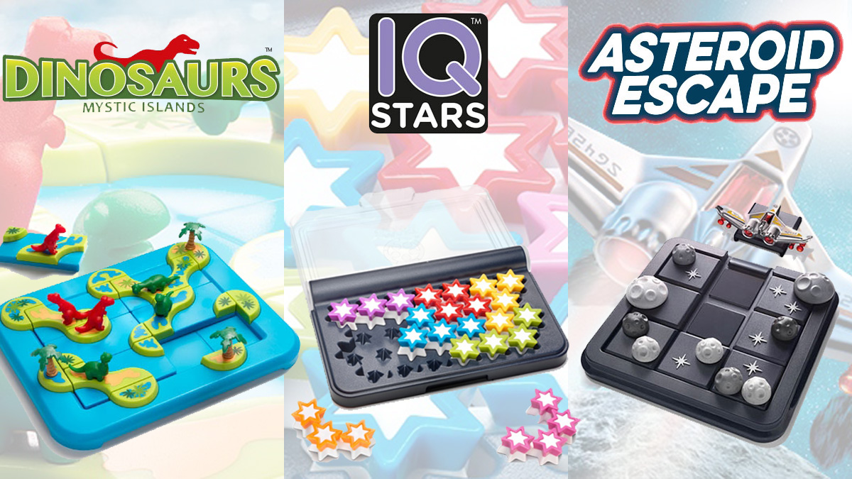 Dinosaurs Mystic Islands, IQ Stars, and Asteroid Escape Puzzle Games, Images: Smart Games