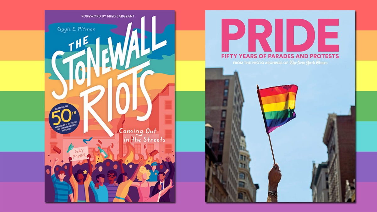 Books on the History of Pride, Stonewall and the LGBTQ+ Rights Movement, Cover Images: Abrams, Rainbow Flag: Public Domain