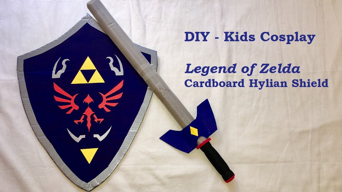 DIY kids cosplay cardboard hylian shield