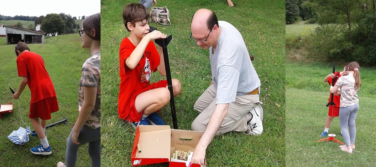 three pics of family doing what's described in the caption