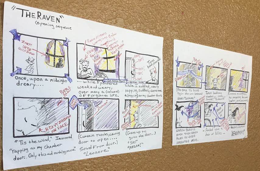 storyboard on wall