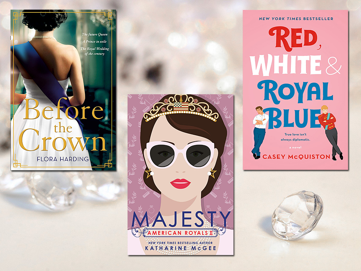 Books for The Crown, Background Image by Bruno Germany from Pixabay, Covers as Below