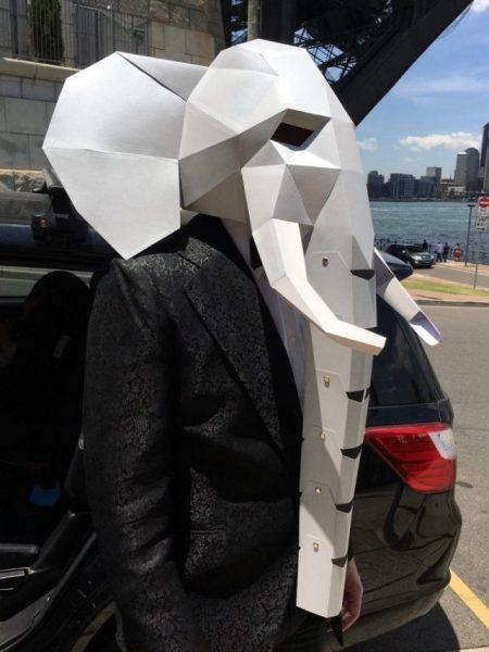 DIY cardboard mask of elephant for Carnivale