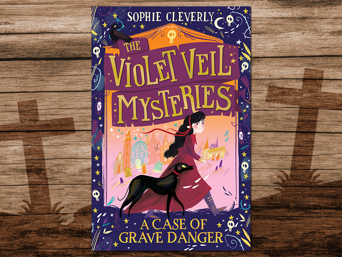 The Violet Veil Mysteries, A Case of Grave Danger, Cover Image HarperCollins, Background Image by Michael Schwarzenberger from Pixabay, Tombstones Image by OpenClipart-Vectors from Pixabay