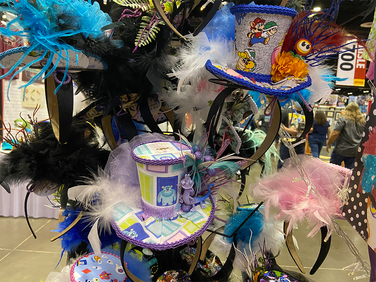 Hats by Owl of Athena top hat with fandom characters on a headband