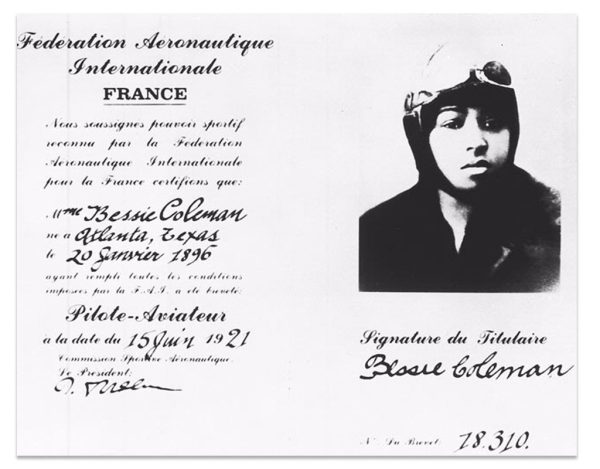 Bessie Coleman pilot license