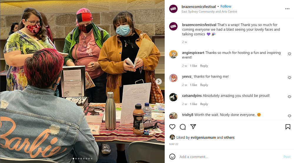 Instagram image from Brazen Comics Festival