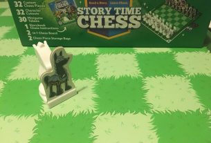 Image of STORY TIME CHESS with Knight piece on story chess board